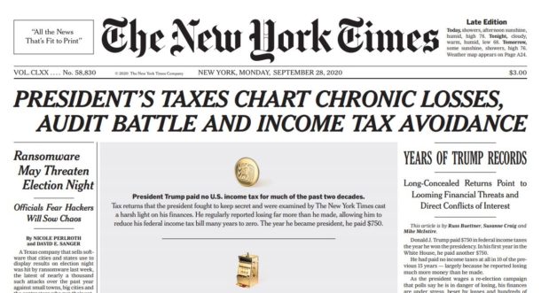 New York Times, Donald Trump tax returns