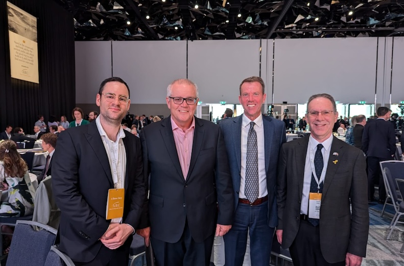 David Adler (on the right) with AJA CEO Robert Gregory, ex PM Scott Morrison and Shadow Minister for Immigration and Citizenship Dan Tehan at the ARC conference this week.