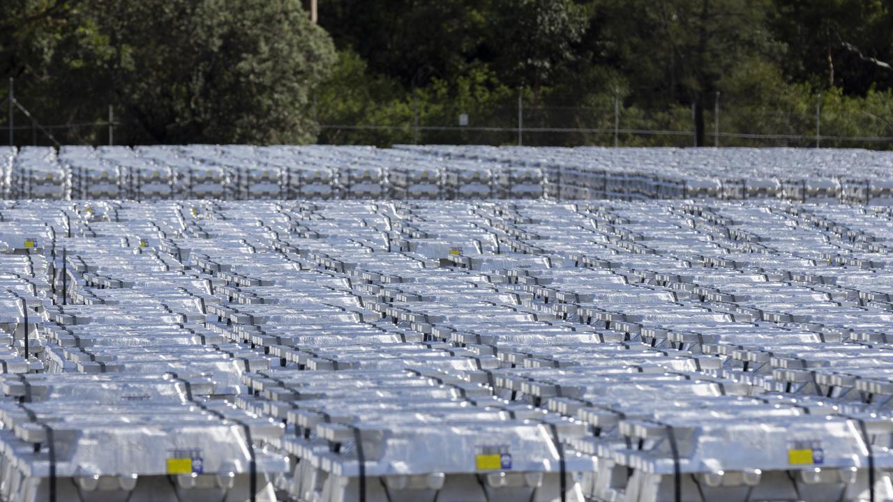 Aluminium stored at Tomago Aluminium in NSW,