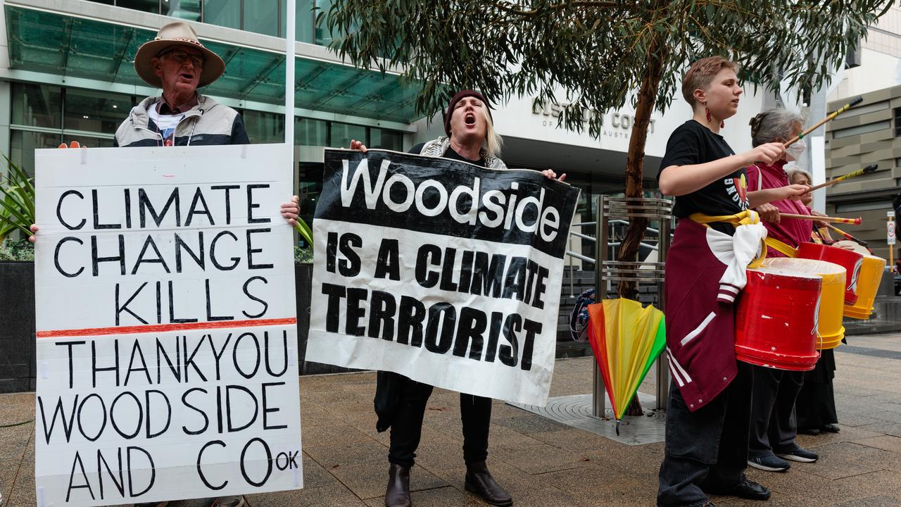 Protesters rally against North West Shelf gas expansion plans.