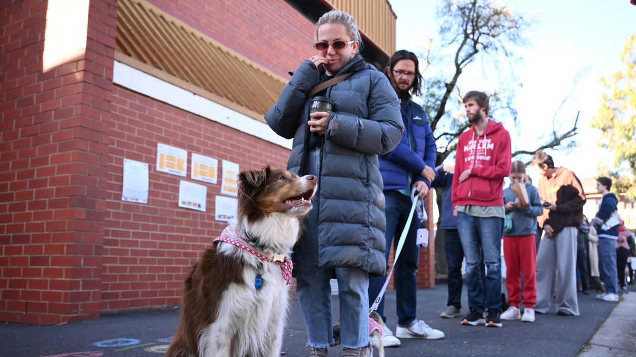 Voters queue at Brunswick East Primary School