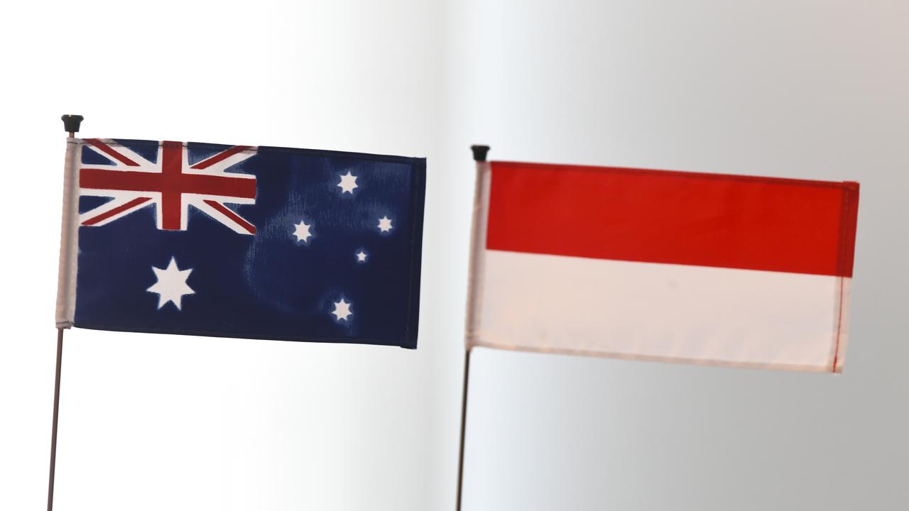 An Australian and an Indonesian flag