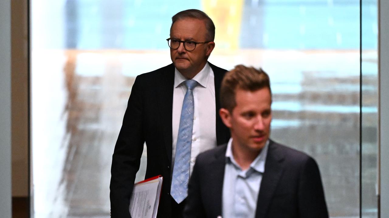 A file photo of Anthony Albanese and Max Chandler-Mather