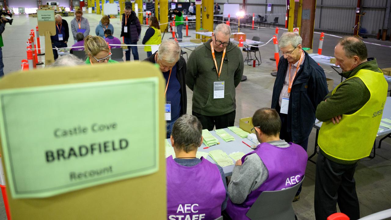 AEC workers conduct the recount for Bradfield