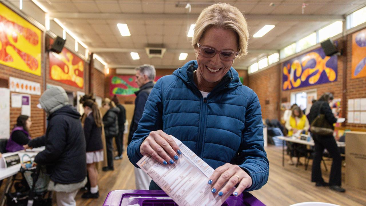 Independent candidate Zoe Daniel casts her vote on election day.