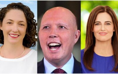 But for the women: Ali France, Peter Dutton, Ellie Smith in the big seat of Dickson