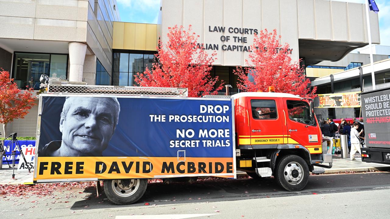 A truck with banner supporting David McBride (file image)