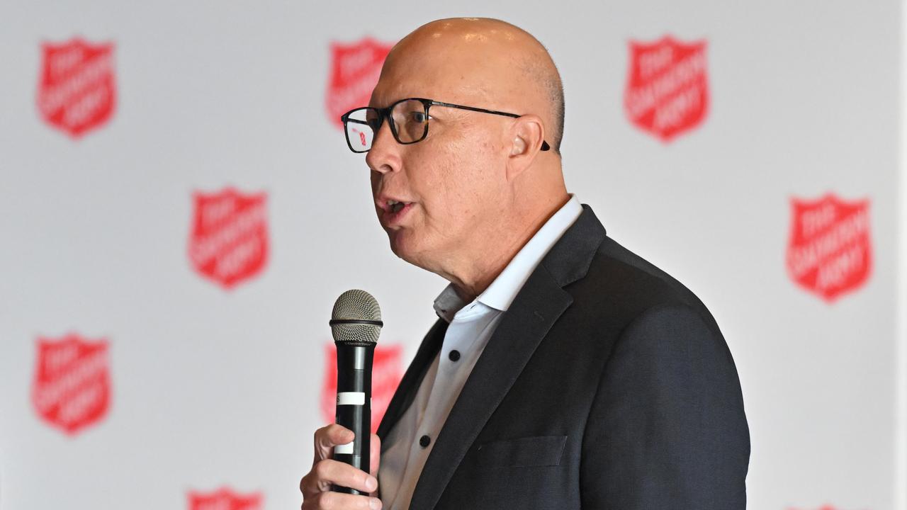 Opposition leader Peter Dutton at a Salvation Army Red Shield event