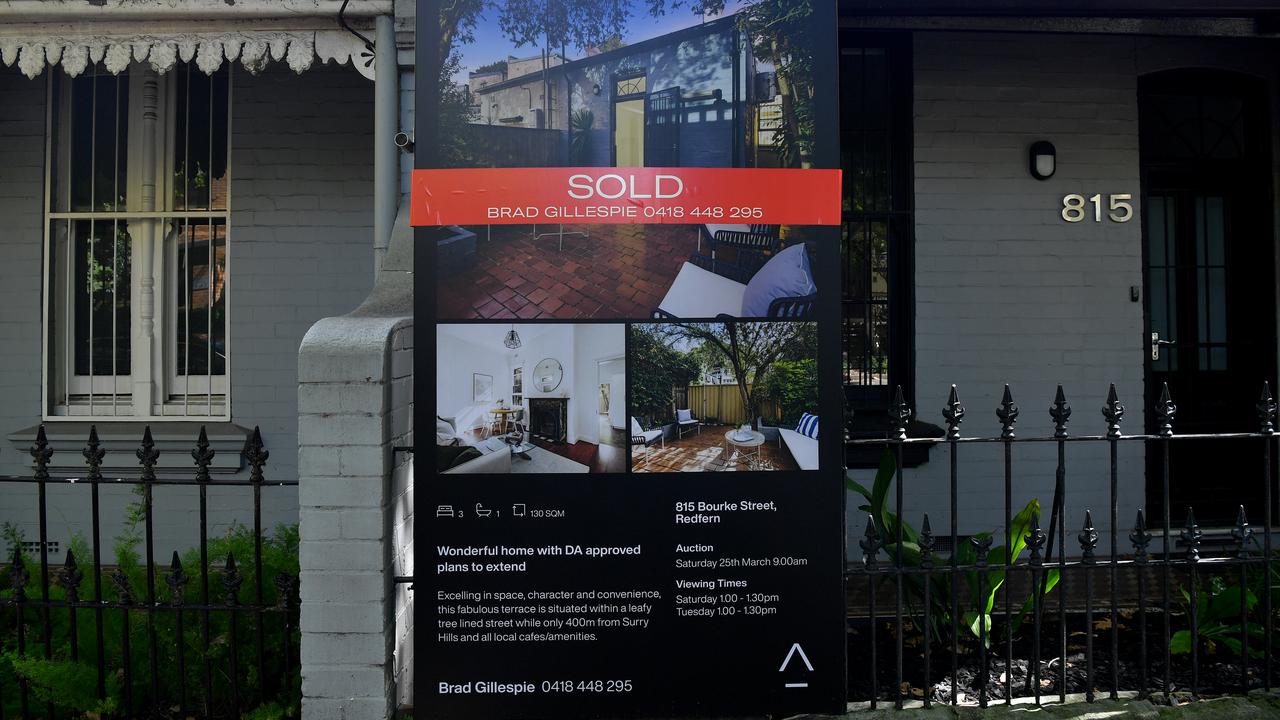 A 'sold' sign on a residential home in Sydney.