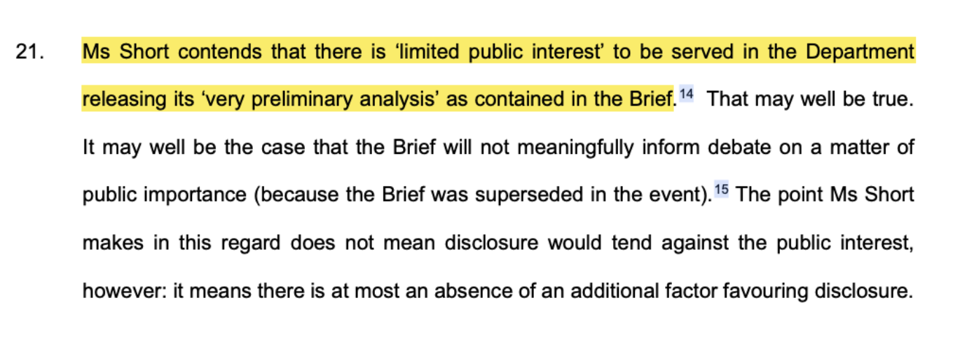 Decision reasoning on the 2023 brief (Source: Administrative Review Tribunal)