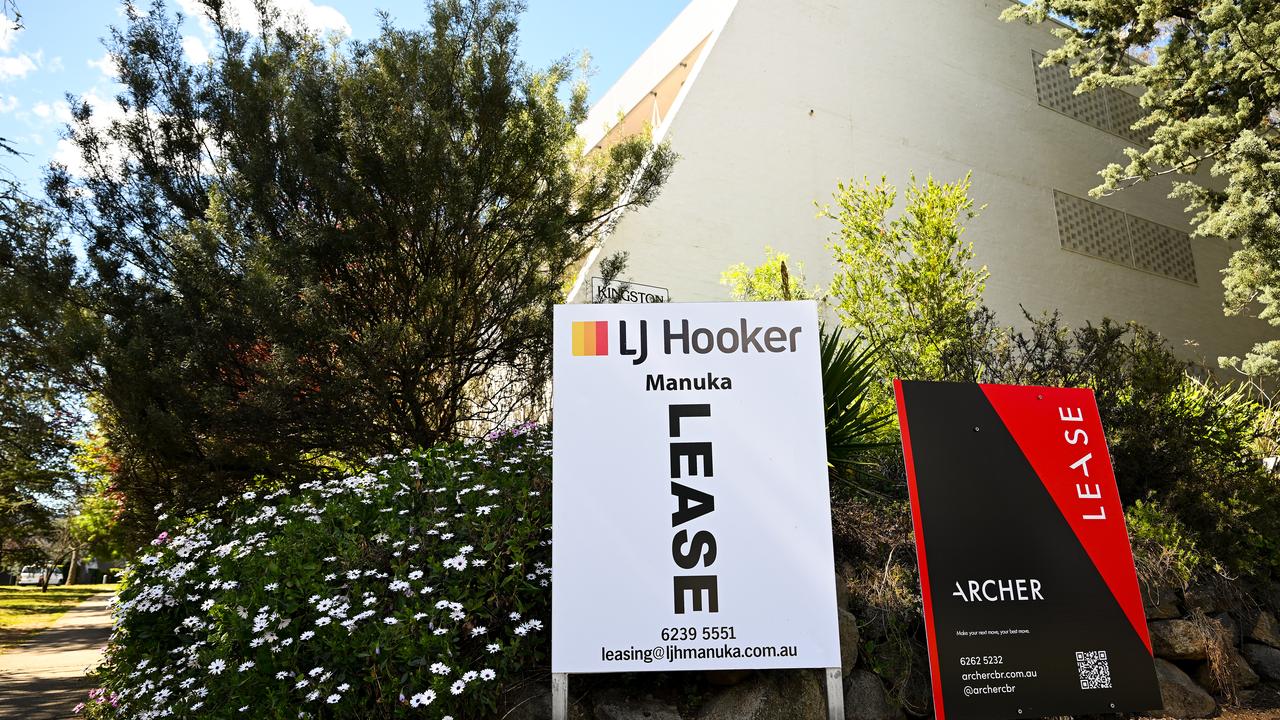 For-lease sign near apartment blocks in Canberra