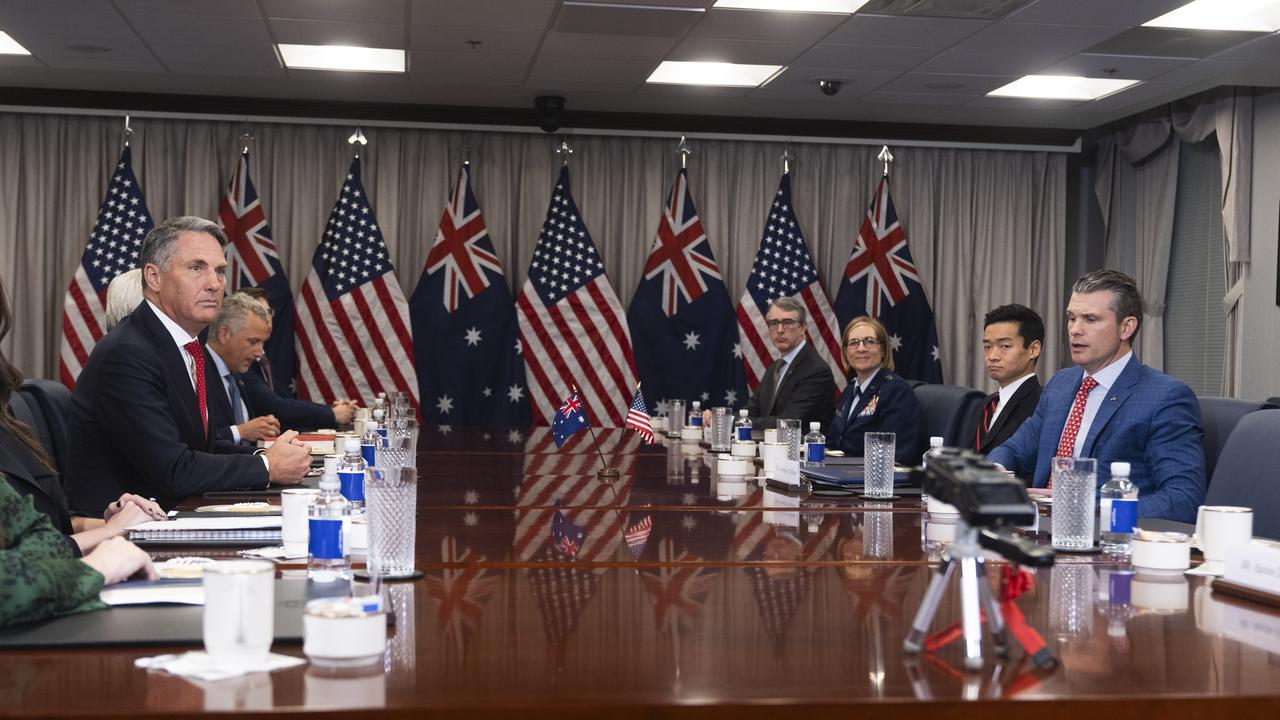 Richard Marles (far left) met with Secretary of Defence Pete Hegseth