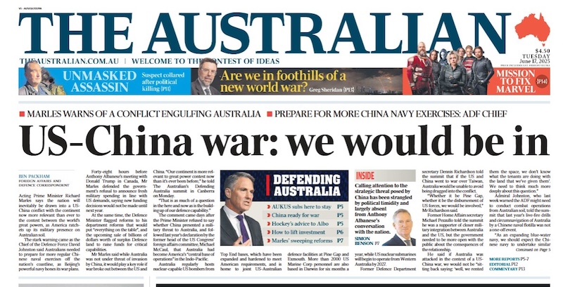 The Australia page one today