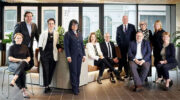 The board of Australian Super. Chairman Don Russell (seated) 6th from the right