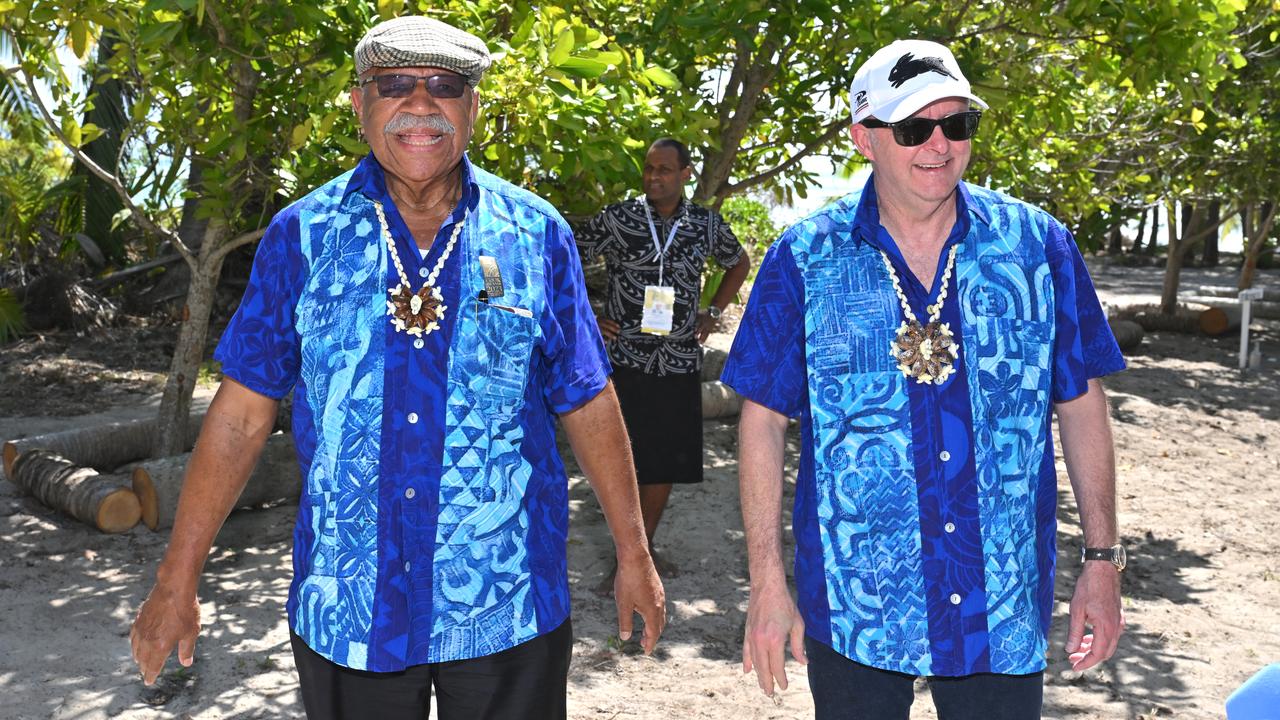 Sitiveni Rabuka and Anthony Albanese (file image)