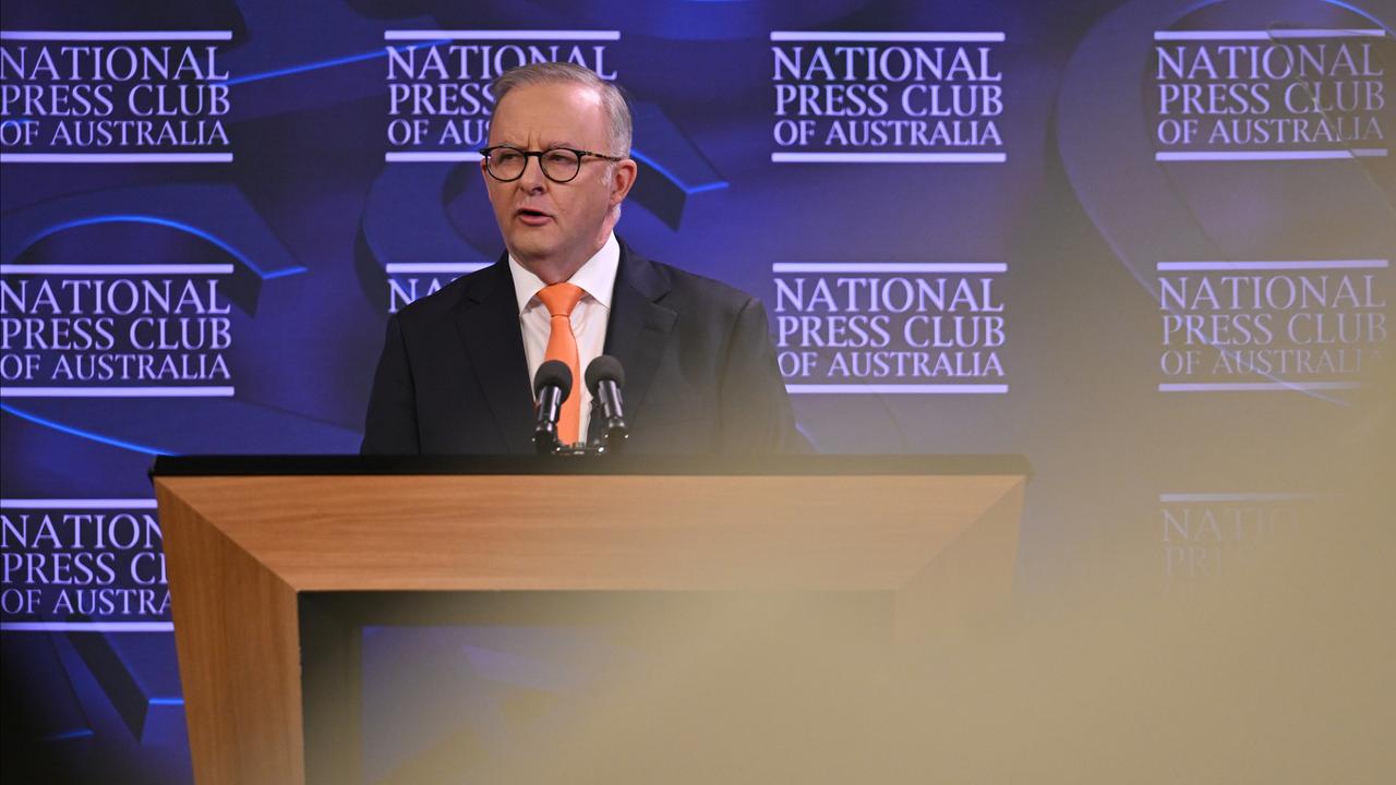 PM Anthony Albanese addresses the National Press Club in Canberra