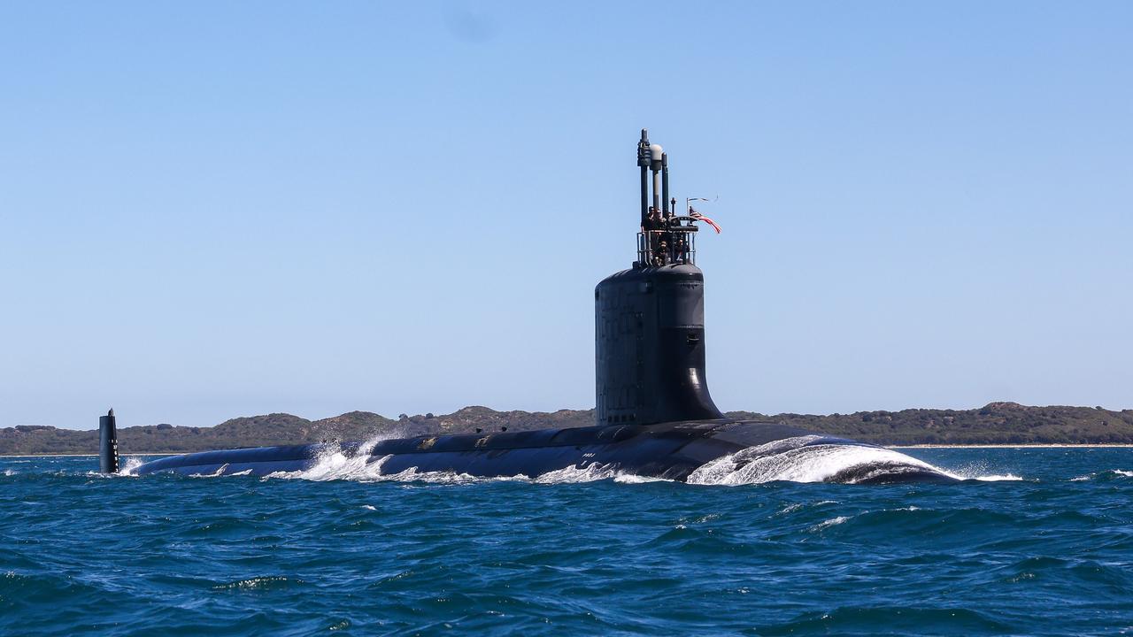 A Virginia-class fast attack submarine off the coast of Perth