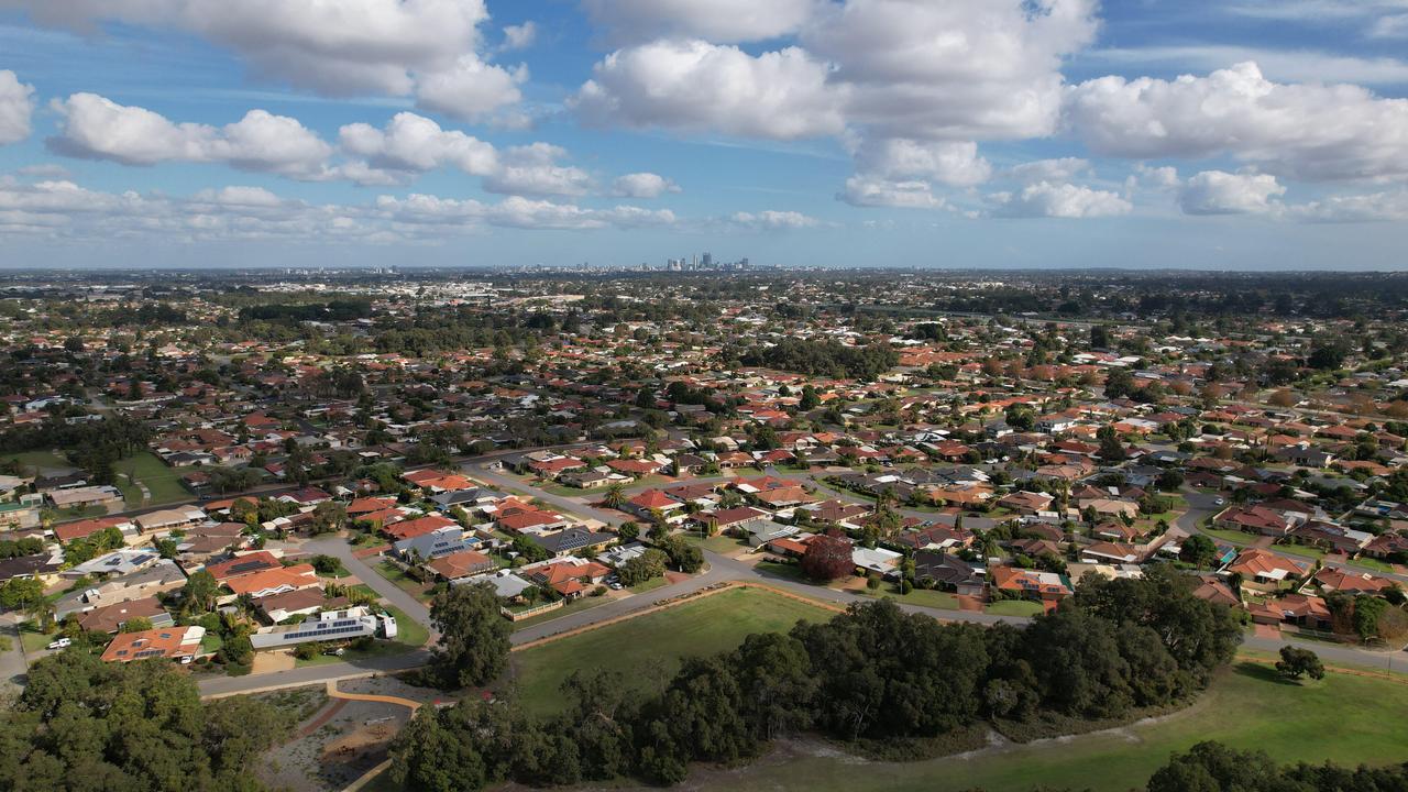 A view over the suburb of Morley looking towards the city of Perth,