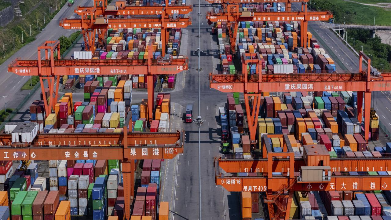 Container terminal port on the Yangtze River in China