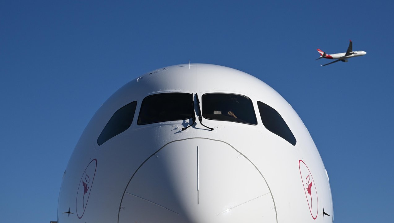 QANTAS' newly arrived Boeing 787 Dreamliner at Sydney Airport