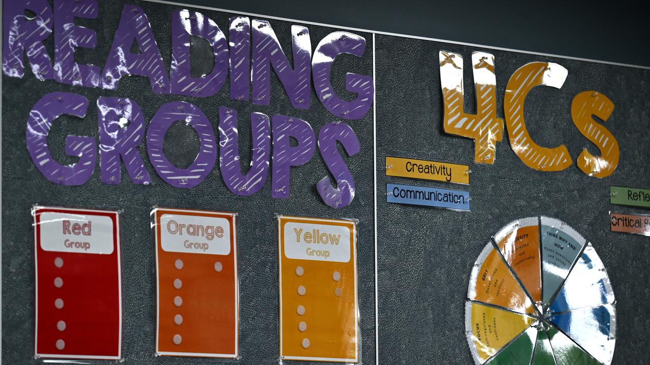 Learning material on the wall of a classroom