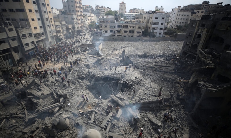 Australia-supplied parts and components are in every one of Israel’s F-35 Joint Strike Fighter jets, which are used in pounding Gaza City in the Gaza Strip into dust, along with tens of thousands of its inhabitants, in what international organisations have described as war crimes. (Photo: Oxfam Ireland)