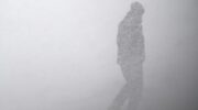 Man in snowstorm