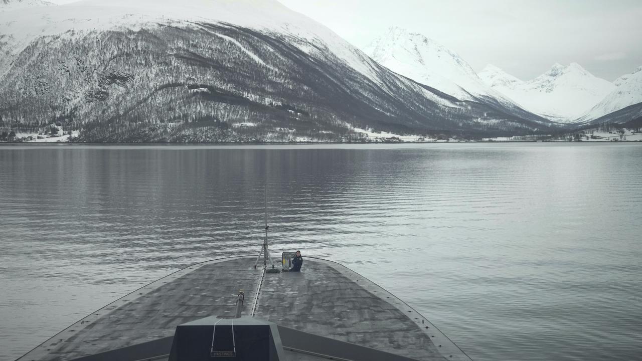 A frigate in seas north of Norway