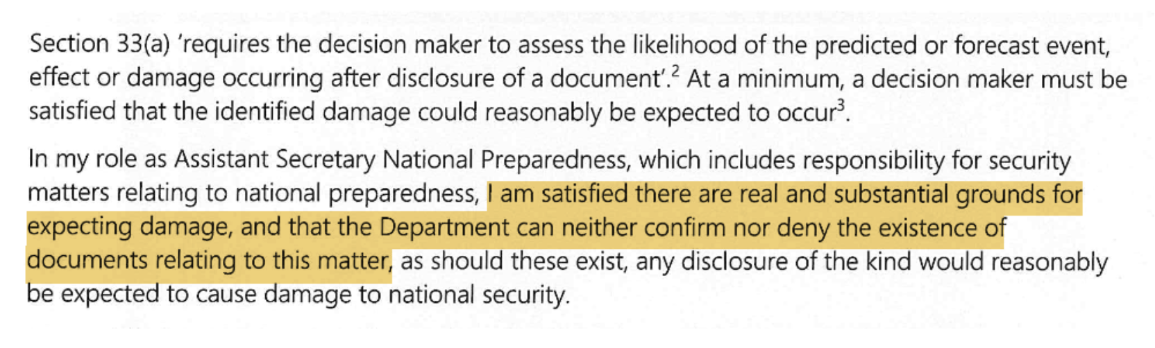 Reasoning of Michael Crawford (Source: FOI)