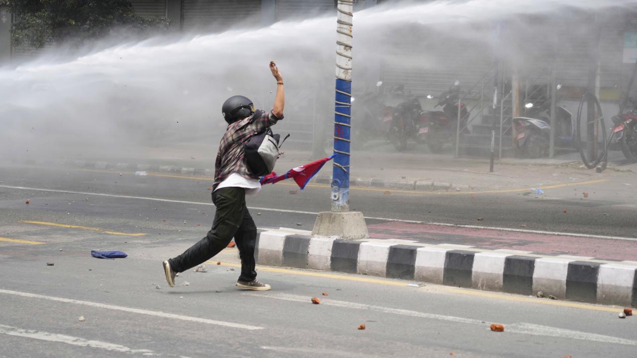 A protester in Kathmandu