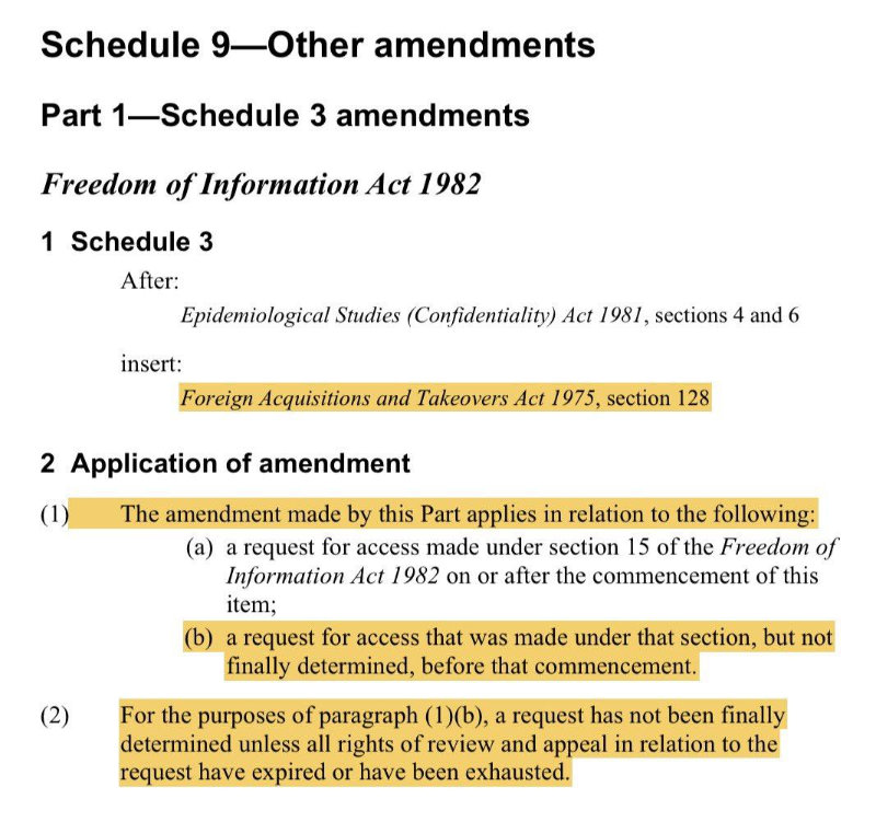 Schedule 9 - FOI Bill