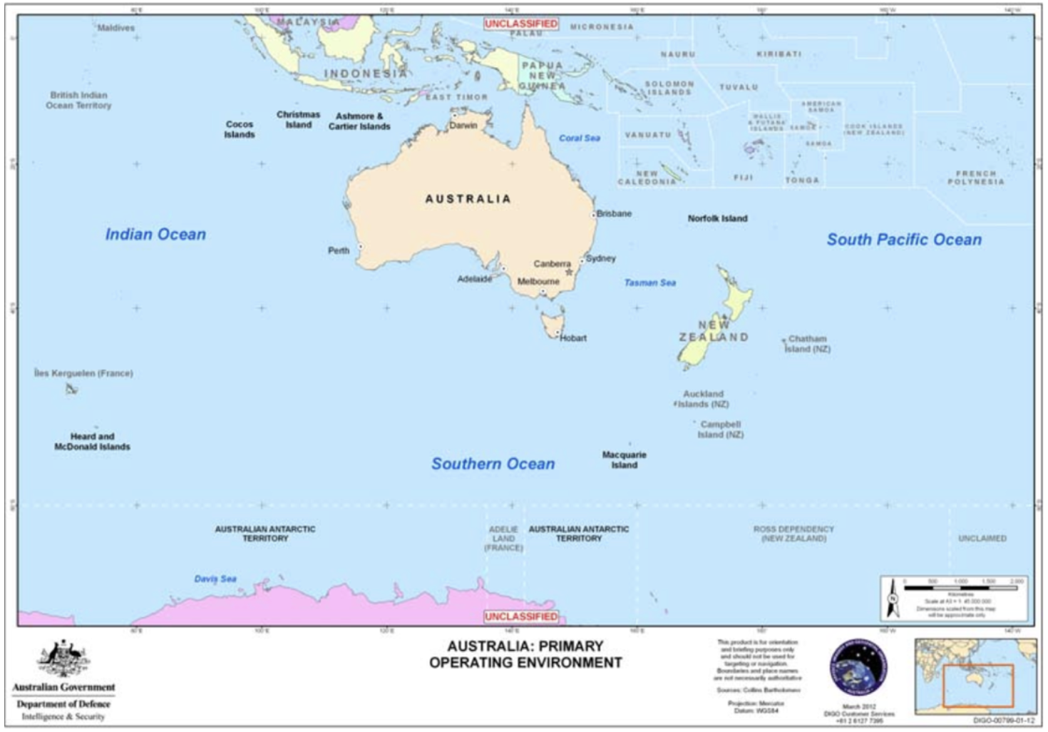 Figure 1 - Australia’s Primary Operating Area (Source: Defence)