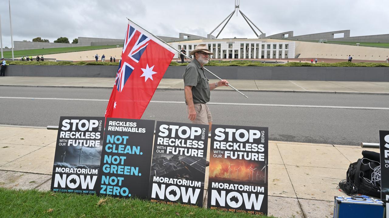 A protester with an ensign flag (file image)