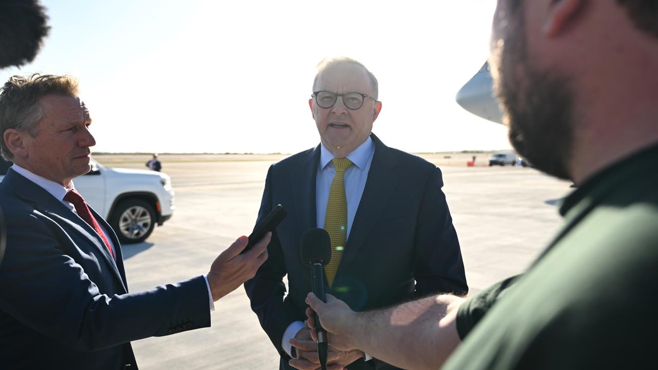 Anthony Albanese speaks to media at John F. Kennedy airport