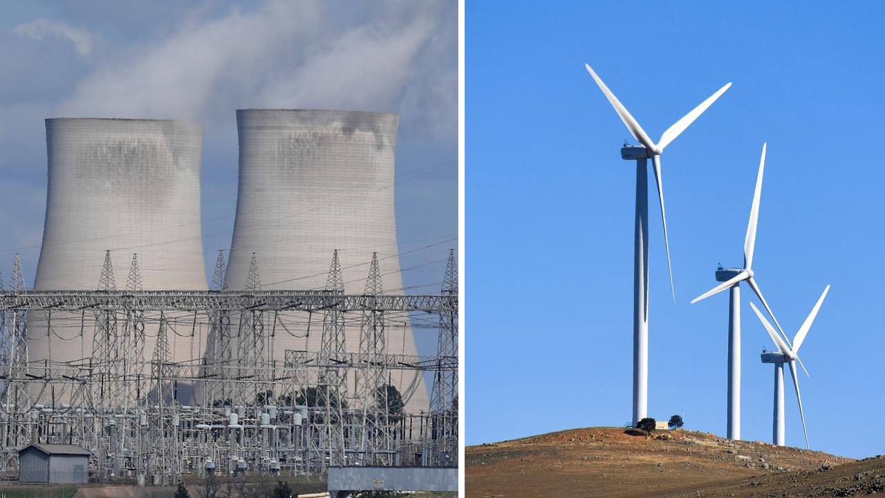 A power station and wind turbines (file images)