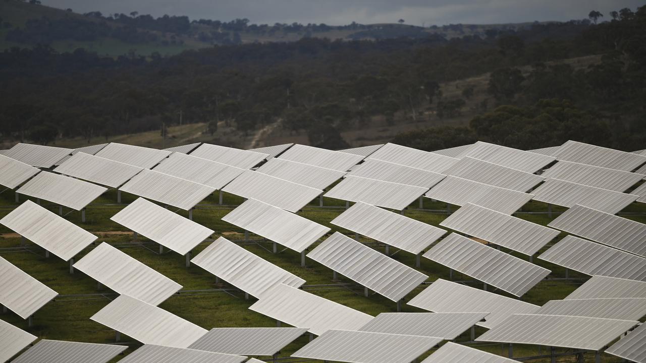 Solar panels at the Williamsdale Solar Farm outside Canberra