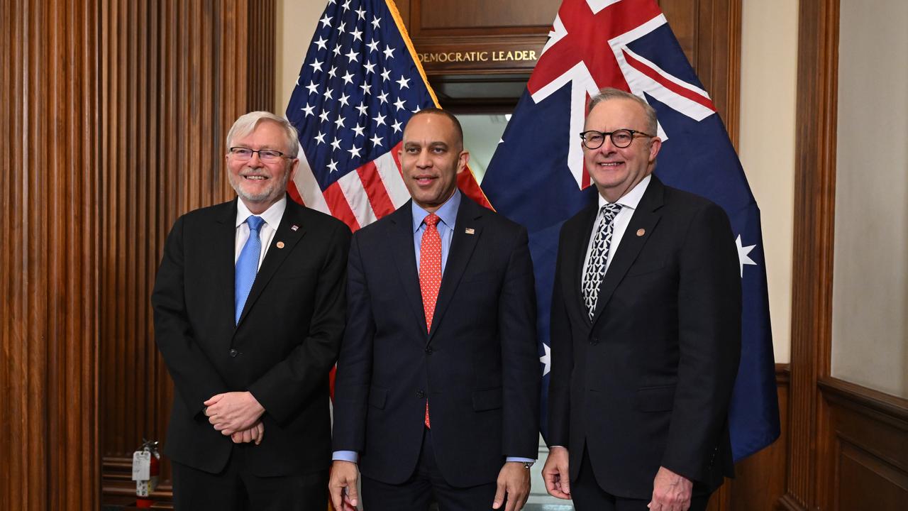 Anthony Albanese, Hakeem Jeffries and Kevin Rudd