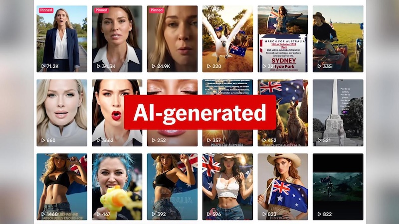 A social media user created a range of women using AI to promote anti-immigration protests. 