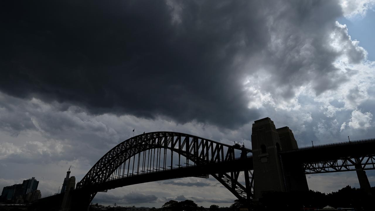 Storm clouds seen over the Sydney Harbour Bridge