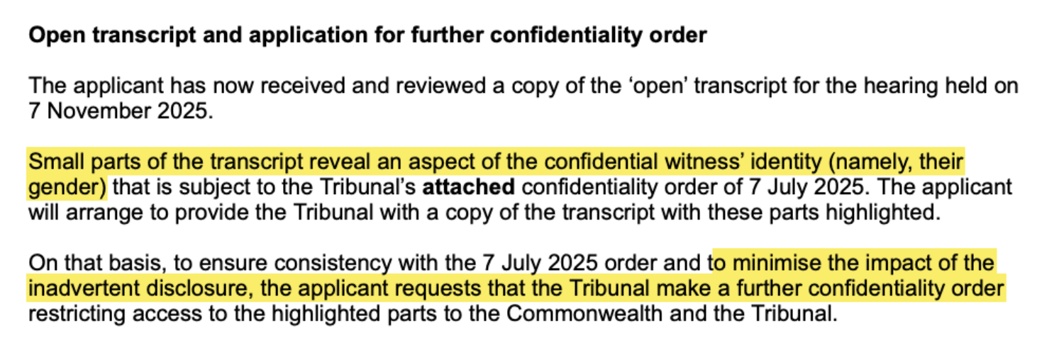 Government lawyer’s email to the Tribunal