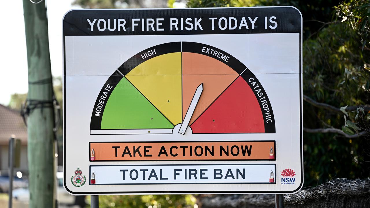 A bushfire danger advisory sign in Dural, northwest of Sydney