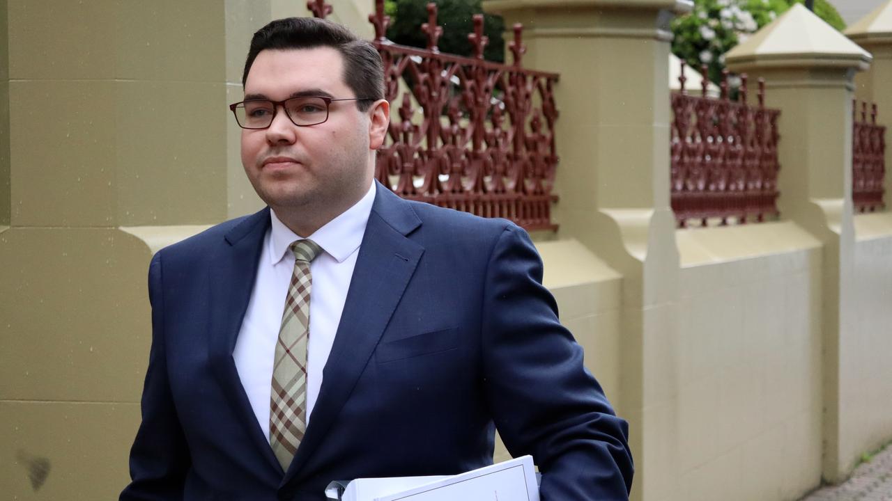 Bruce Lehrmann leaves the Federal Court of Australia in Hobart