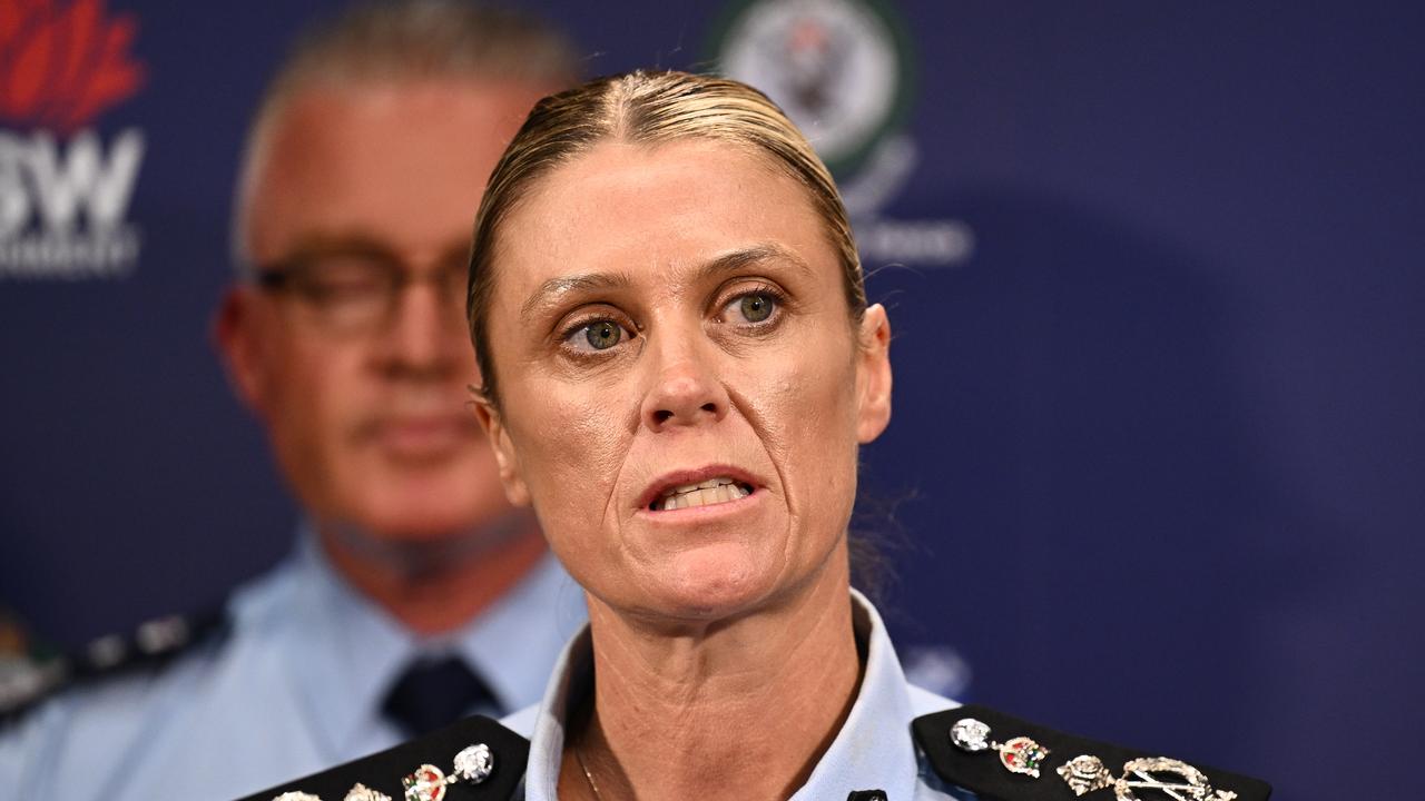 AFP Commissioner Krissy Barrett speaks to the media