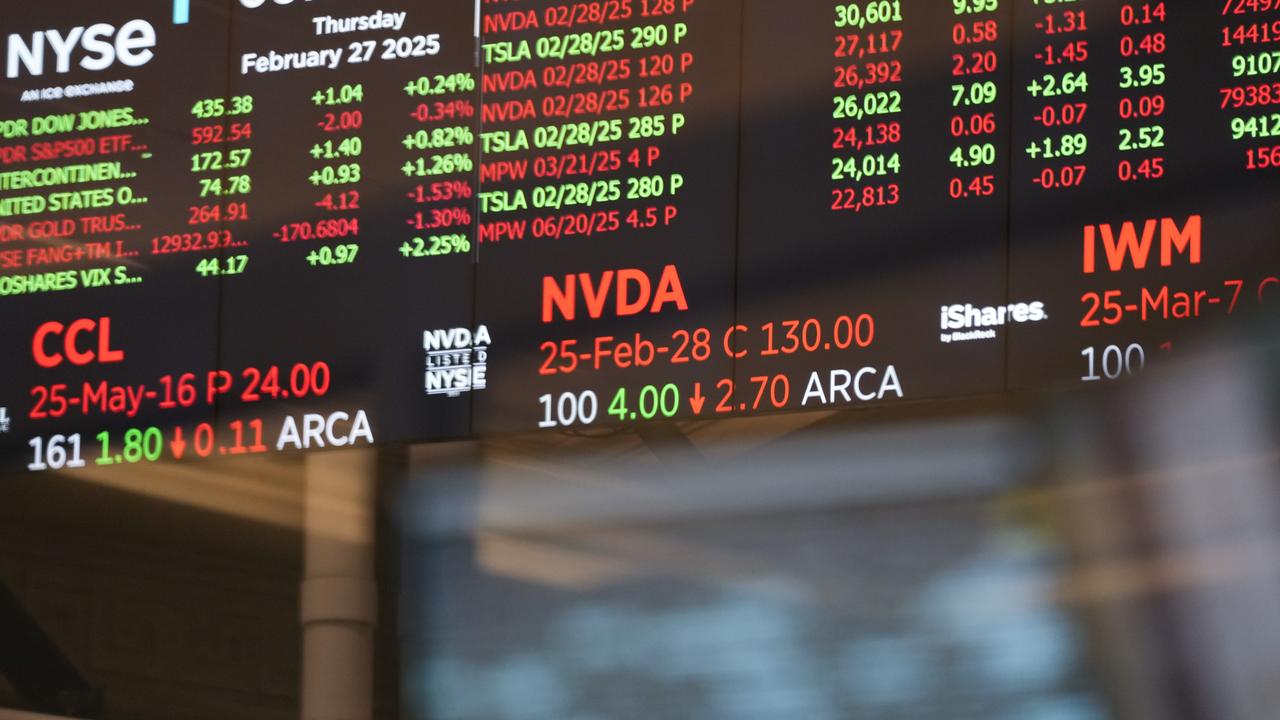 Nvidia options on a screen on the floor of the New York Stock Exchange