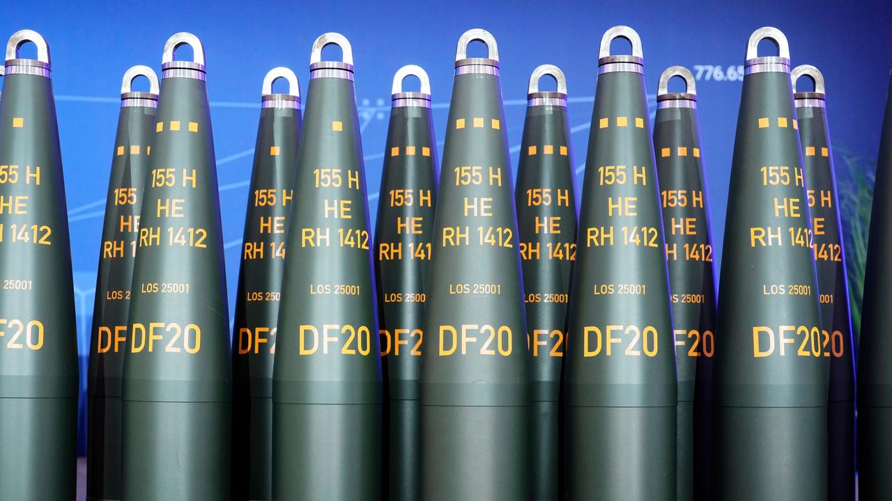 Artillery shells of German arms manufacturer Rheinmetall