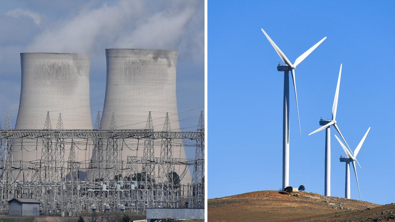 A power station and wind turbines (file images)
