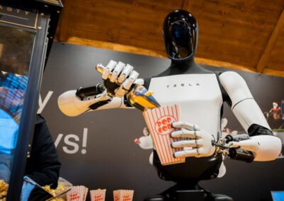 Tesla robot Optimus hands out popcorn in Berlin