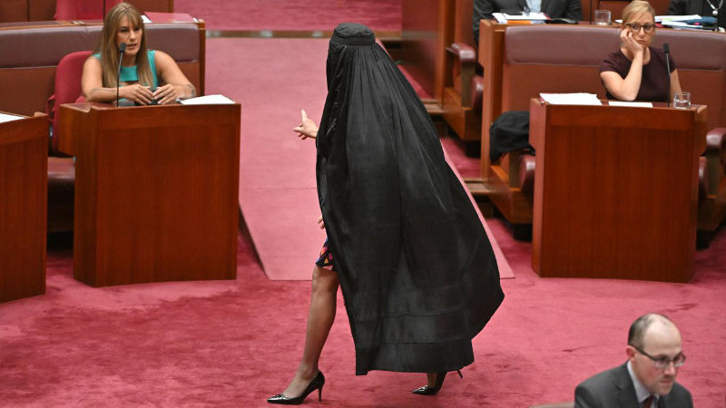 Pauline Hanson in a burka