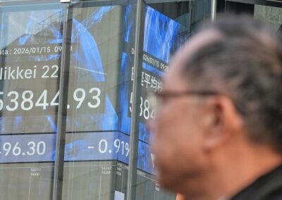 Asia shares near record high on AI optimism, dollar up
