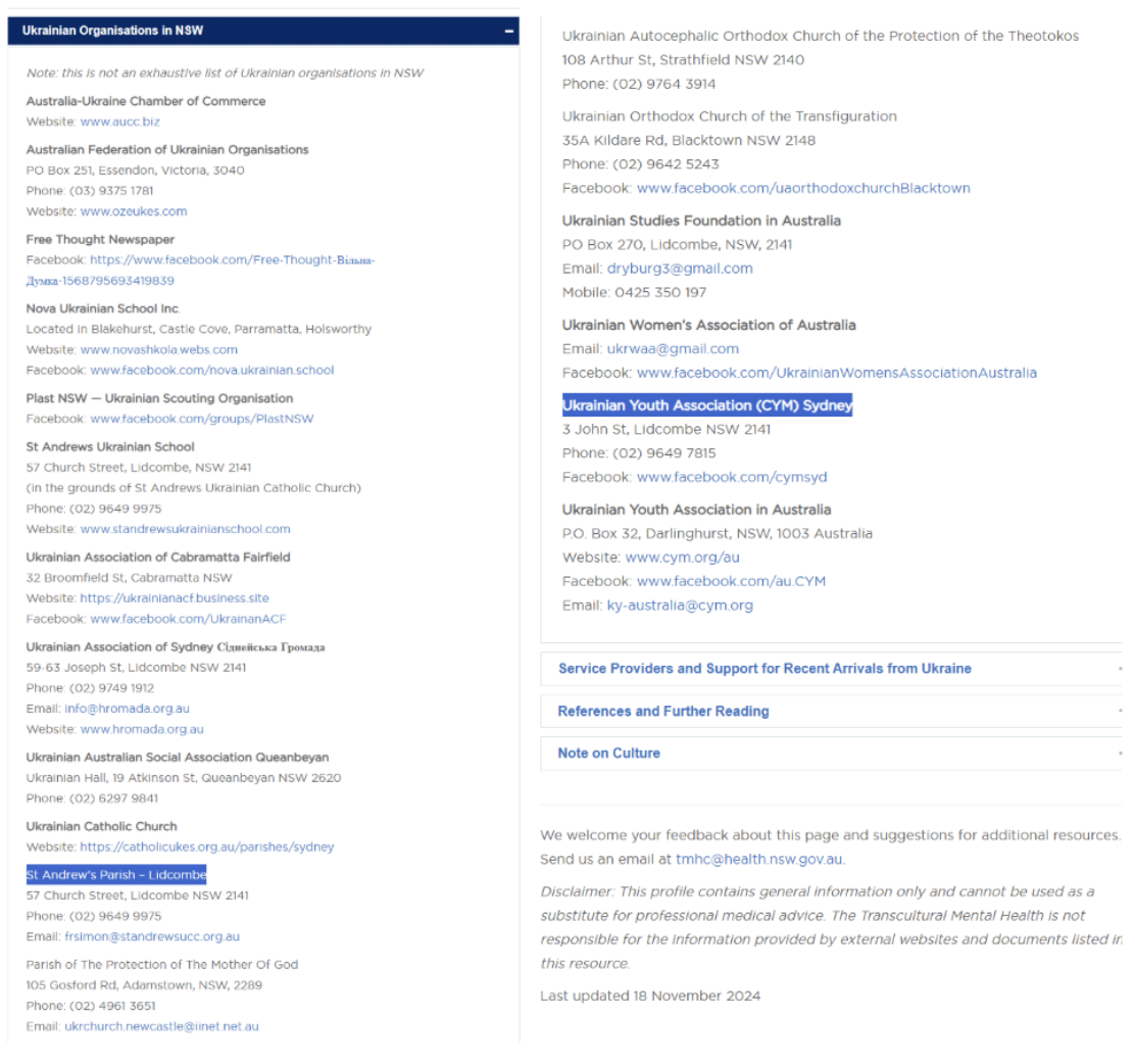 NSW Health’s Transcultural Mental Health Centre Website.